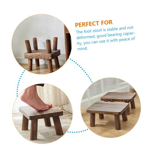 Cabilock Wooden Step Stool Rectangle Small Foot Stool for Kitchen Bathroom Bedroom