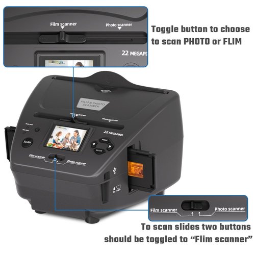 Photo Slide Scanner Convert Negatives & Slides 35mm/135 Film, Photo(3R,4R,5R), Business Card to Digital Photos, 4GB SD Card Included