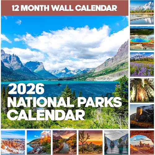 2026 National Parks Wall Calendar | Beautiful Outdoor Nature Landscapes Calendar of US State Parks Scenery for 2026, Great Calendar Stocking Stuffer Gift for Men or Women
