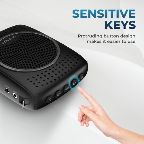 Ultra Portable Voice Amplifier Microphone and Speaker Set - Mini Speaker with 2 Microphones, Rechargeable Amp with Lavalier/Headset Mic for Teachers, Classroom, Tour Guides -S309
