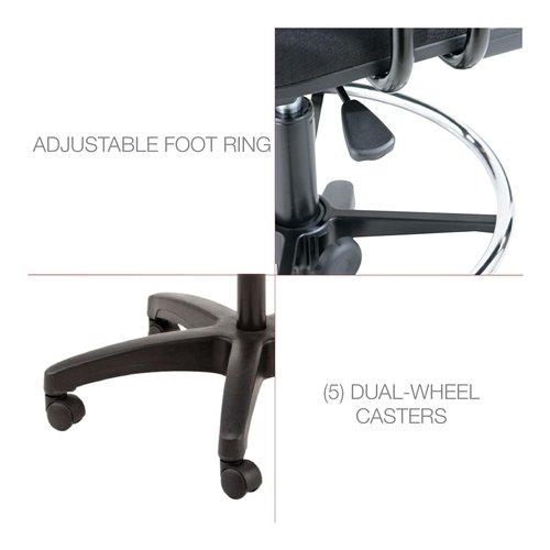 Alera Interval Series Swivel Task Stool, 100% Acrylic, Black