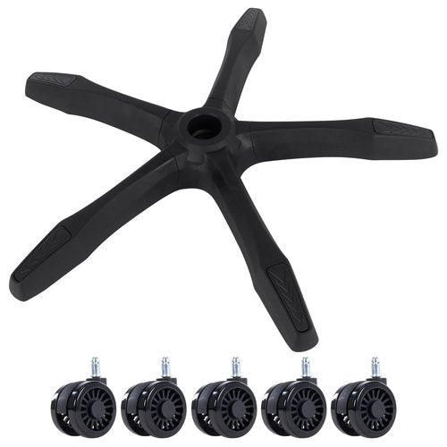 Frassie Gaming Chair Base Replacement with 5 Casters, Nylon Heavy Duty Desk Office Chair Wheel Base Part (Black)