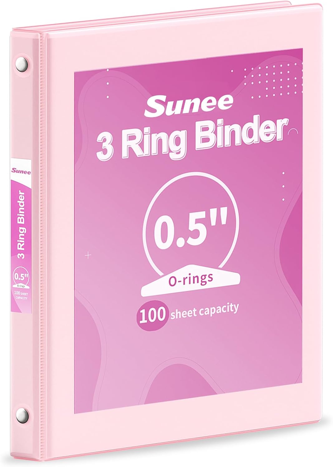 SUNEE 3 Ring Binder - PVC-Free Clear View Design | Fits 8.5x11 Inches - Pink, Perfect for School & Office