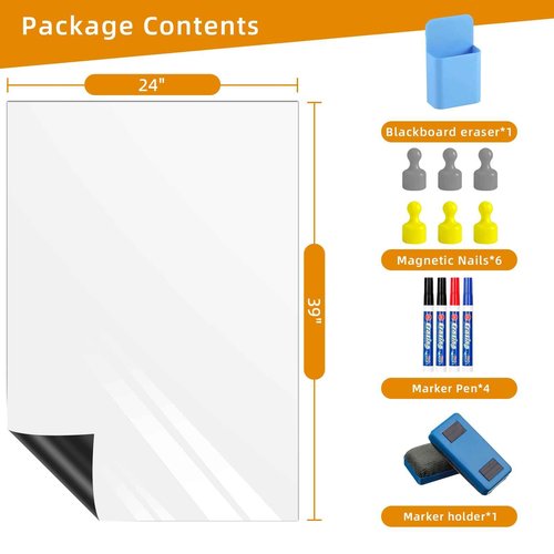 Babenoun Magnetic Whiteboard Contact Paper, 24" x 39" Stick on Magnetic Dry Erase White Board Sticker on Wall, Easy to Write for Drawing, School, Office, Kitchen Fridge