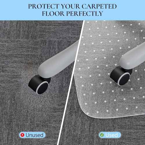 Office Chair Mat for Low Pile Carpet, 48¡± x 36¡± Transparent Office Desk Chair Mat for Carpeted Floors, Studded Carpet Floors Protector Mat for Home & Offices