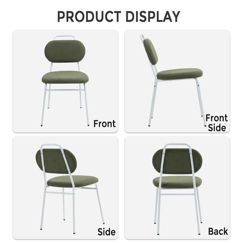 Sidanli Waiting Room Chairs, Armless Chairs Set of 4 with Thick Padded and Back Support for Office Conference School, Green