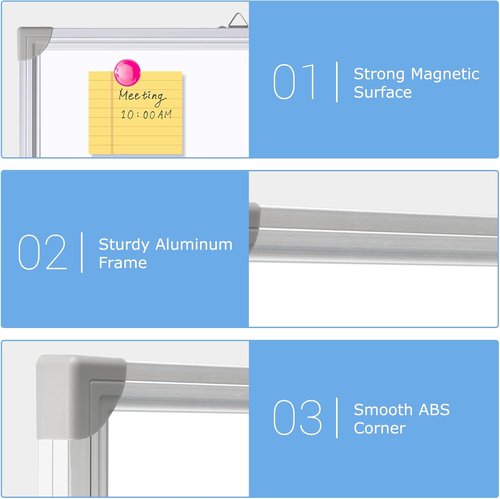 Dollar Boss Large Magnetic Whiteboard - 72 x 40 Inch Portable Double-Sided Dry Erase Board | Aluminum Frame for Office & Classroom