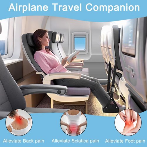 Aksiko Airplane Travel Footrest Hammocks - Adjustable Memory Foam | 2 Pack, Black