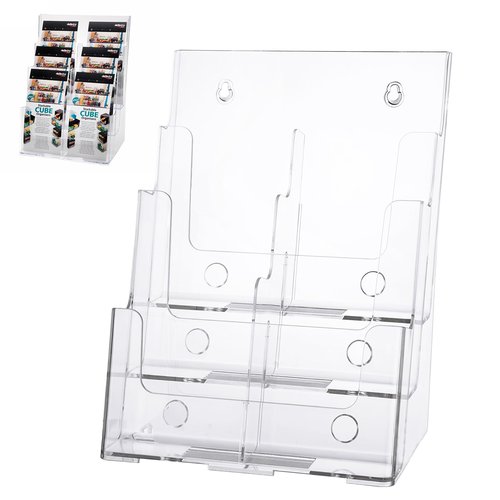 CYEAH Acrylic Brochure Holder, Clear 3 Tier Magazine Holder, Brochure Display Stand with Removable Divider, Countertop Literature Holder for 8.5x11 & 4 x9 Inches Brochure, Flyer, Pamphlet