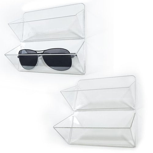 Teadokly 2pcs Wall-Mounted Transparent Organizer, Double-Layer Acrylic Office Holder for Glasses, Pens, Remotes And Other Miscellaneous Items, Suitable for Home And Office Use