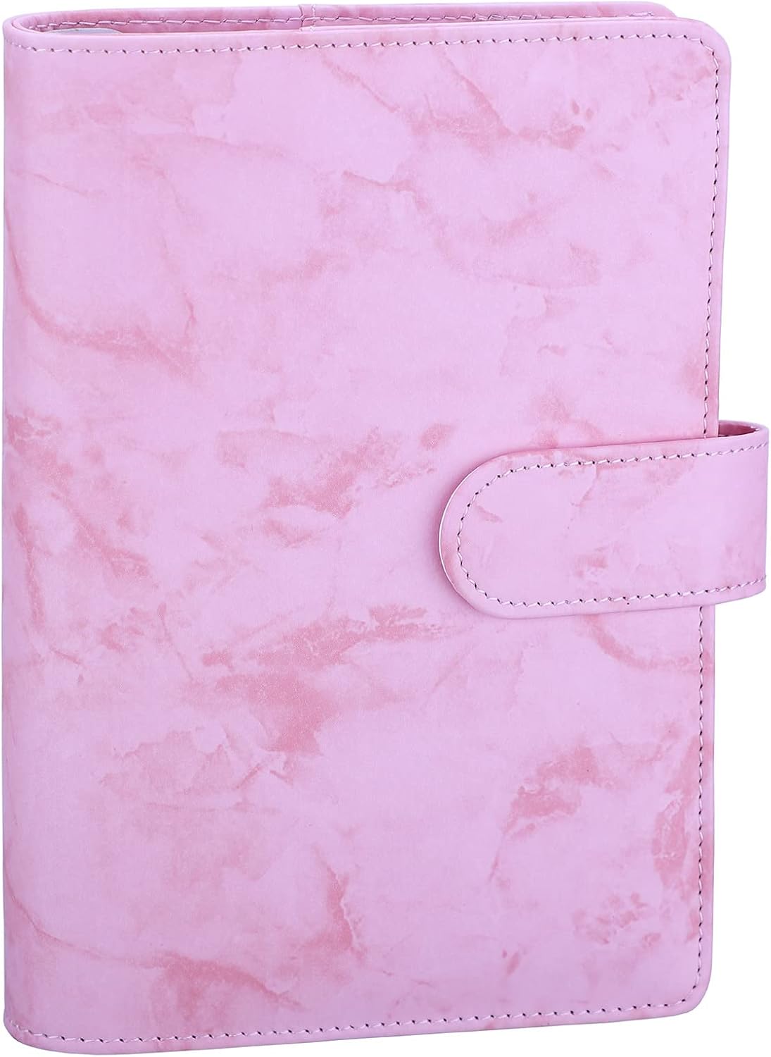Antner A6 Budget Binder - Refillable PU Leather Notebook Planner Cover | Marble Pink, 6 Ring Design