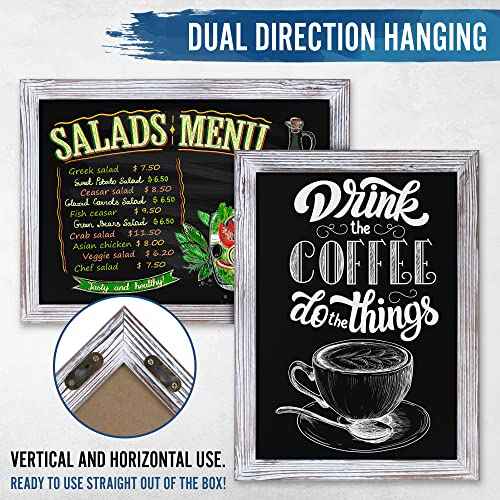 HBCY Creations 18" x 24" Whitewash Solid Wood Frame Wall Chalkboard, Magnetic Surface, Home D?cor, Restaurant & Caf? Menus, Blackboard, Includes Chalk, Eraser & Hanging Hardware