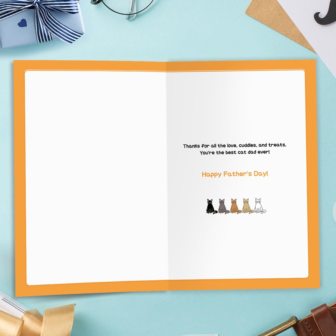 uugtcard Cat Dad Father's Day Card, Fathers Day Card Gift from Cat