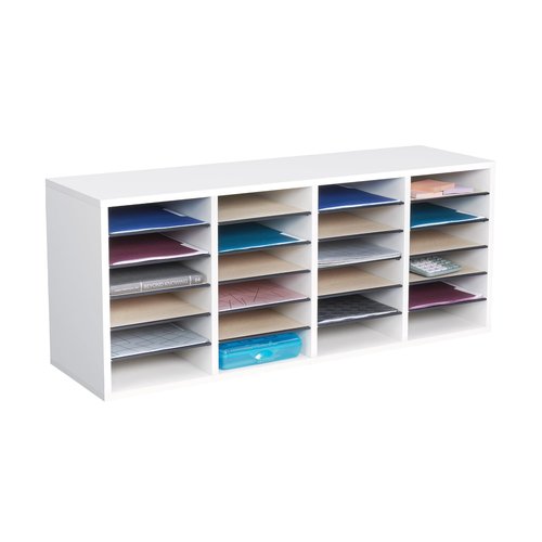 Safco Literature Organizer, 36 Compartments, Office and Classroom Mailbox with Adjustable Shelves, Wood Paper and Mail Sorter, Medium Oak