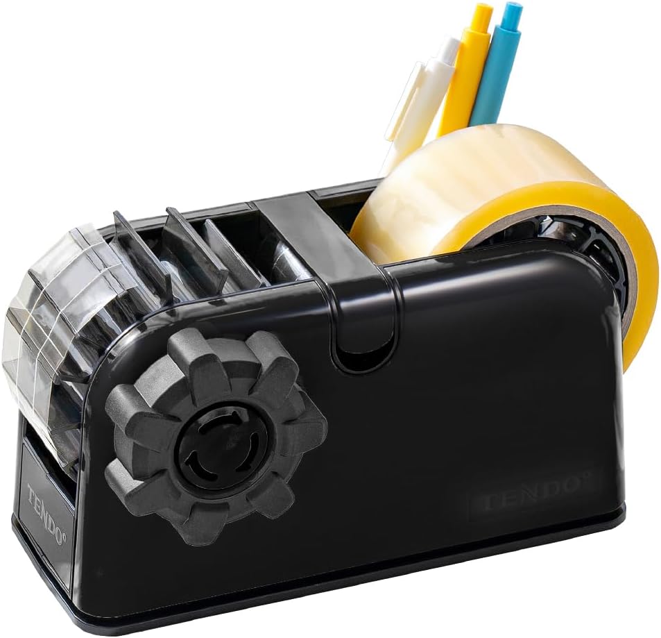 TENDO° Multi-Section Tape Dispenser - Innovative Cutter for Custom Tape Width | Sleek Black Design