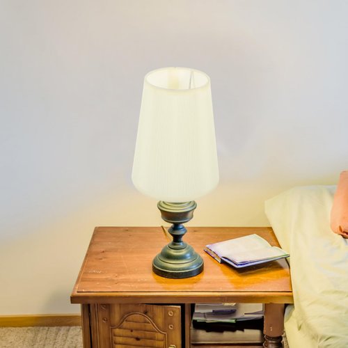 Cabilock Small Table Lamp Shades: Beige Farbic Lampshade Linen Hand Crafted - Decorative Modern Lamp Cover for Wall Bedside Floor Chandelier (Heightened Style)