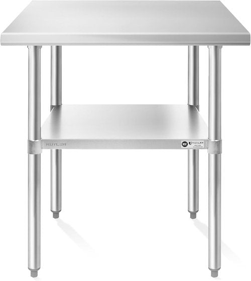 KUTLER Stainless Steel Table - 24 x 36 Inches | NSF Heavy Duty Prep Table with Undershelf for Kitchen