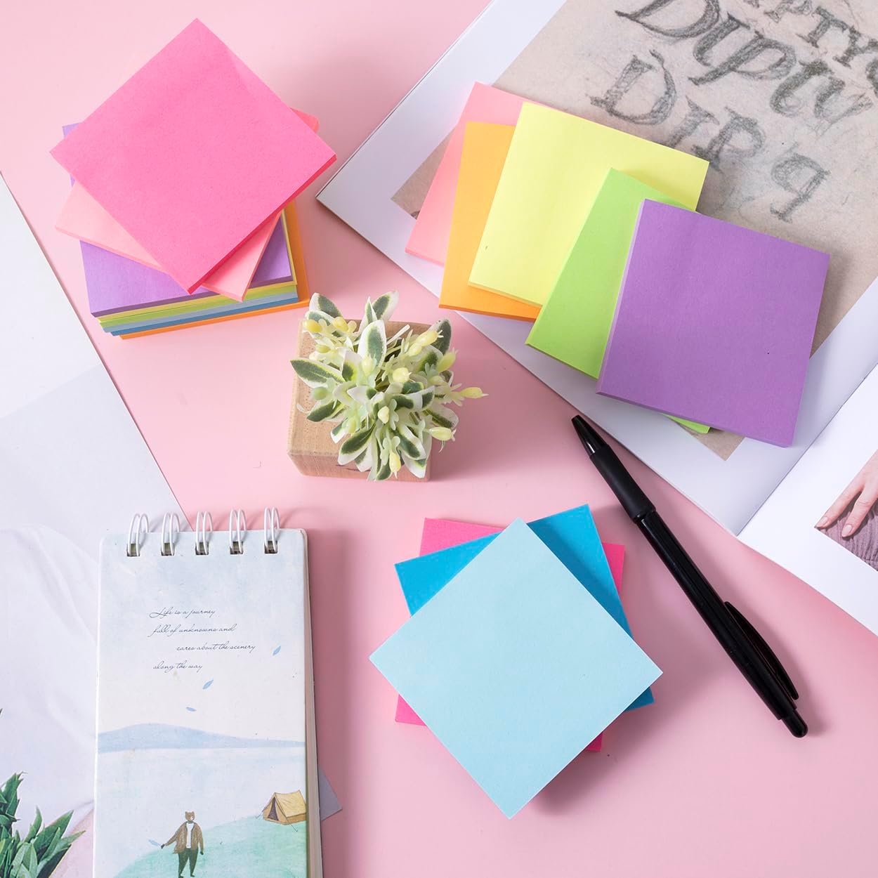 (16 Pack) Sticky Notes 3x3, Self-Stick Pads Bright Colors Sticky Note, Recyclable, Easy to Stick for Home, Office, Notebook