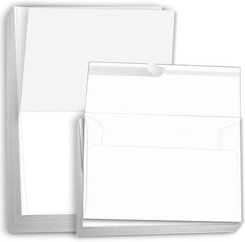 Hamilco Card Stock Folded Blank Cards with Self Seal Envelopes 5x7 - Scored White Cardstock Paper 80lb Cover - 100 Pack (Bright)
