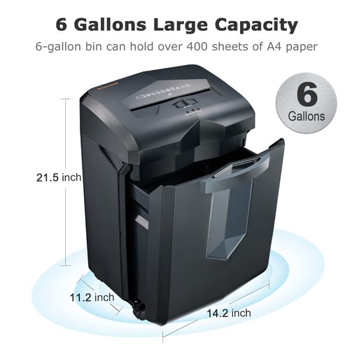 Bonsaii 16-Sheet Microcut Paper Shredder, 60-Minute Home Office Heavy Duty Shredder for CD/Credit Card, P-4 Level with 6-Gal Pullout Bin (C149-D)