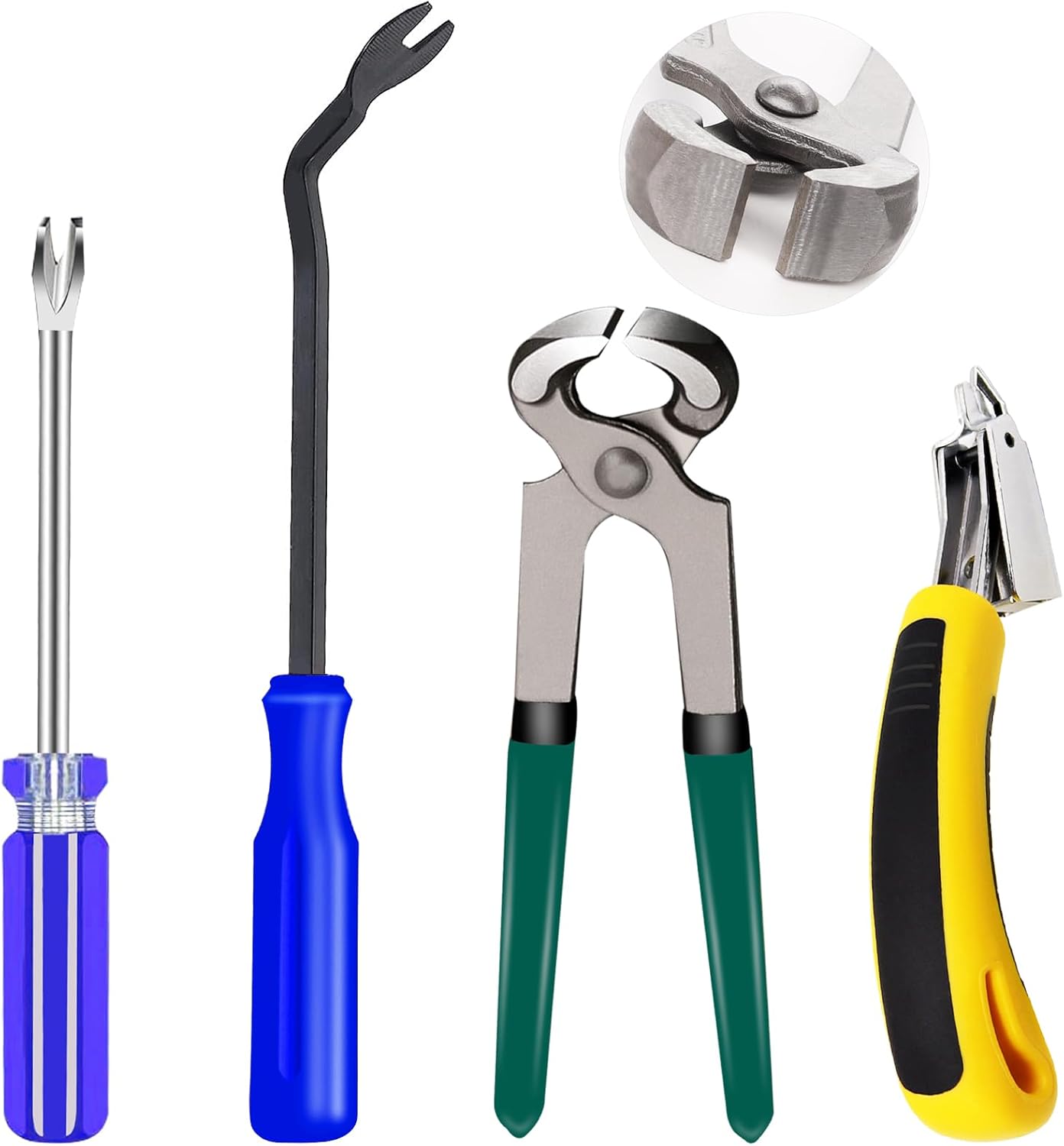 Skiennix Upholstery Staple Remover Tool Set - 4 Pcs Including V Tip & U Tip Tack Pullers, Nail Remover