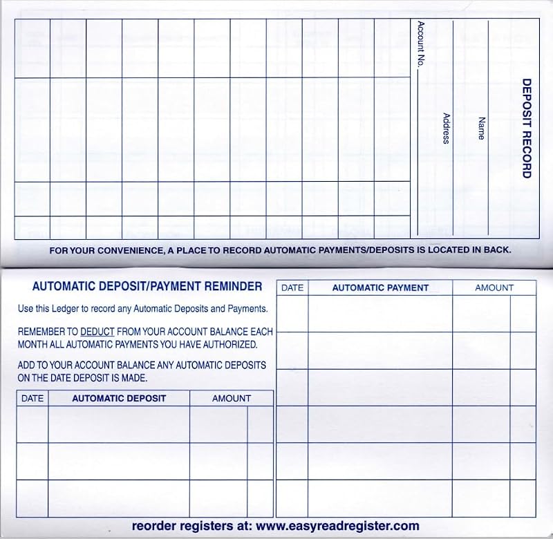 Easy Read Register Large-Print Checkbook Register 10-Pack – Wider .55 inch Lines, Made in USA, 26 Pages