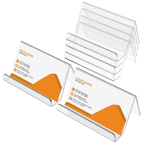 MaxGear Acrylic Business Card Holder for Desk, Multiple Premium Business Card Stand for Workspace, Clear Plastic Name Cards Display Holder for Exhibition, Home and Office, Capacity: 50 Cards, 6 Pack