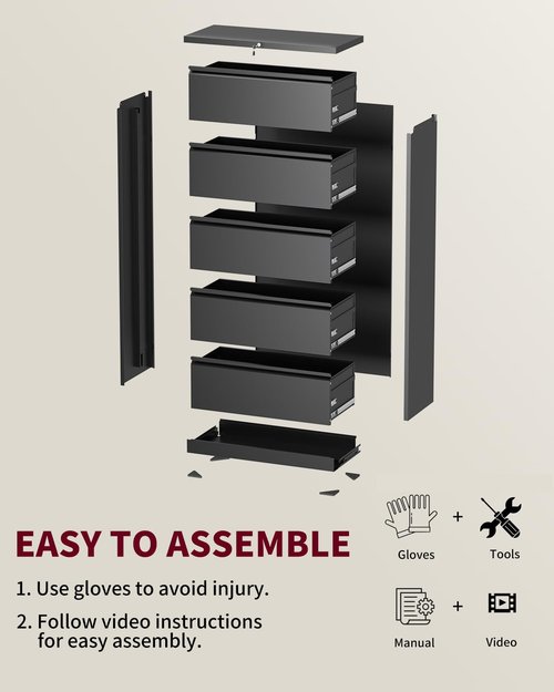 IRAUKKO 2 Drawer Lateral File Cabinet with Lock, 26.8" Wide Metal Filing Cabinets for Home Office, Steel Horizontal Storage Cabinet for Letter/Legal/F4/A4 Size - Black