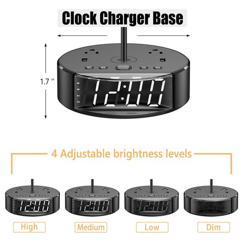 ZONV Touch Control Nightstand Light Bedside Table Lamp with USB C Charging Ports Alarm Clock 3 Way Dimmable Lamp for Bedroom Living Room Home（Gray） Thanksgiving and Christmas Gifts