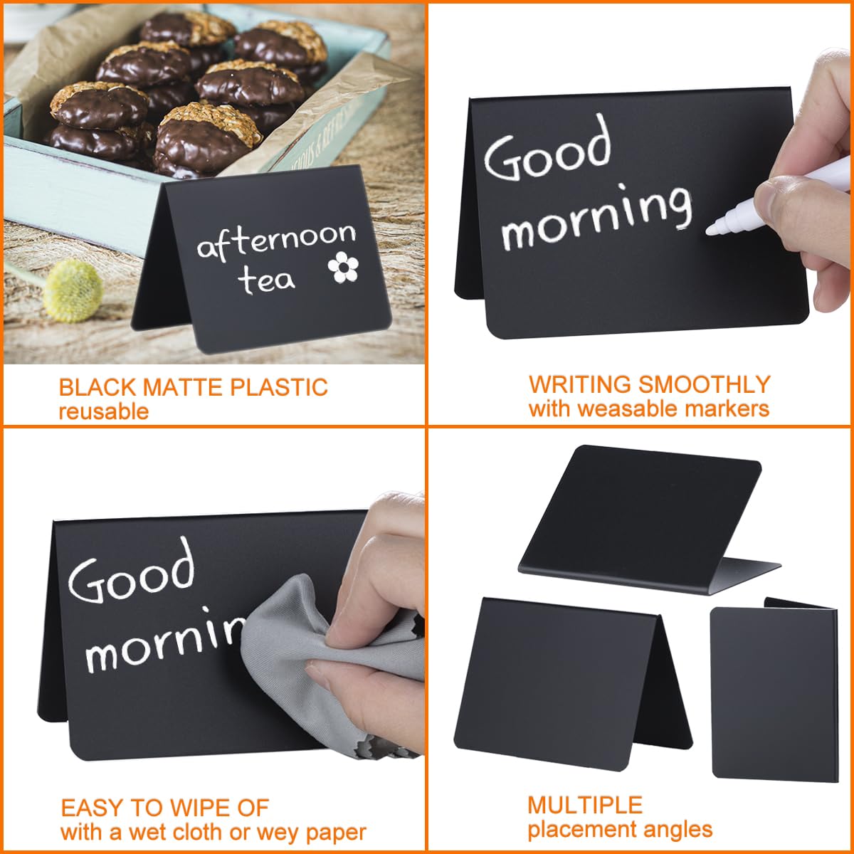 SUMERBOX 20 Pack 4"x3" Mini Chalkboard Signs for Food Buffet Party, Tabletop Small Chalkboard Signs Food Labels for Wedding Bakery Buffet, Easy to Write and Wipe Off