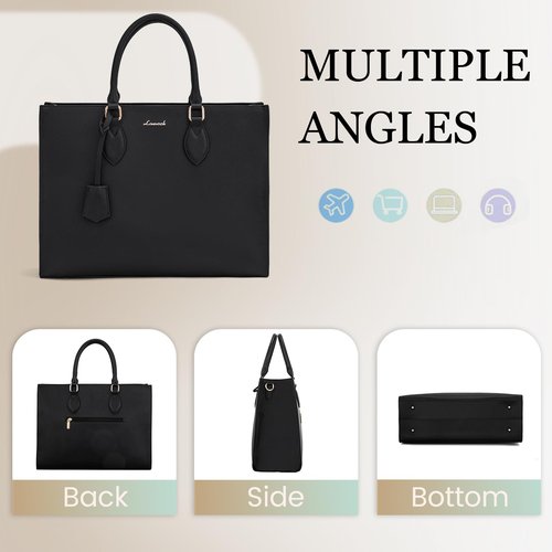 LOVEVOOK Laptop Bag for Women 15.6 Inch Work Bags for Women Waterproof Computer Bag Laptop Tote Bag Leather Briefcase Business Office Bag Large Capacity Handbag Shoulder Bag
