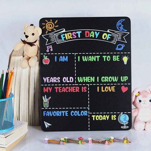 3PCS First and Last Day of School Chalkboard Sign Reusable, Back to School Board First & Last Day of Kindergarten Sign, Double Sided Schools Preschool Signs for Kids