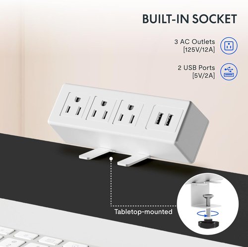 FLEXISPOT EN2 Electric Height Adjustable Standing Desk - 48"x30" with Clamp Power Strip & Cable Management - White Frame