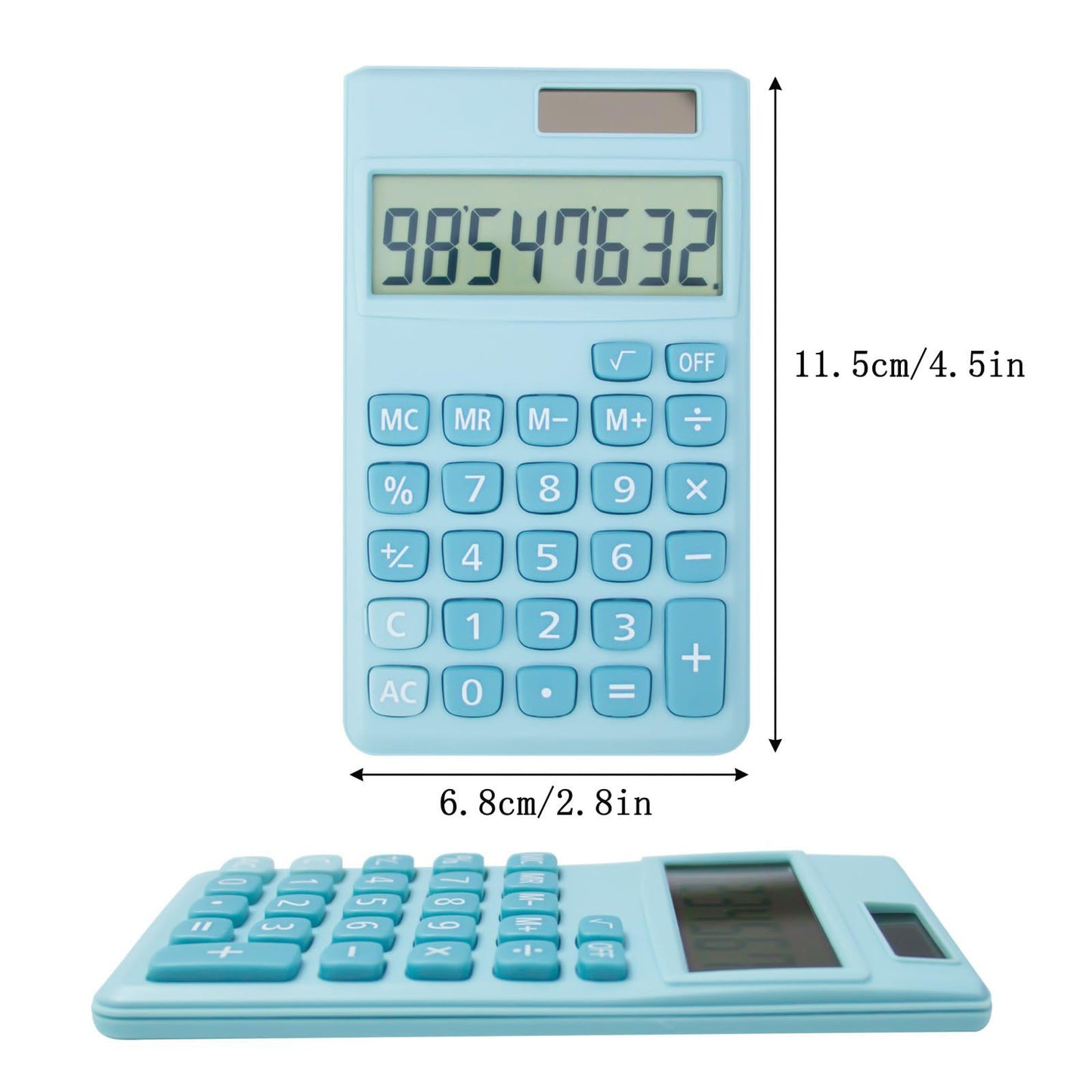 Basic Standard Calculators Small Digital Desktop Calculator with 8-Digit LCD Display, Battery Solar Power Smart Calculator Children's School Adult Office Family Standard Functions (8 bit Blue)