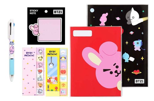 Stationery Sets (Pink Bunny Character) School Supplies Notes Sticky Tabs Ball Point Pen Sticky Note All in One