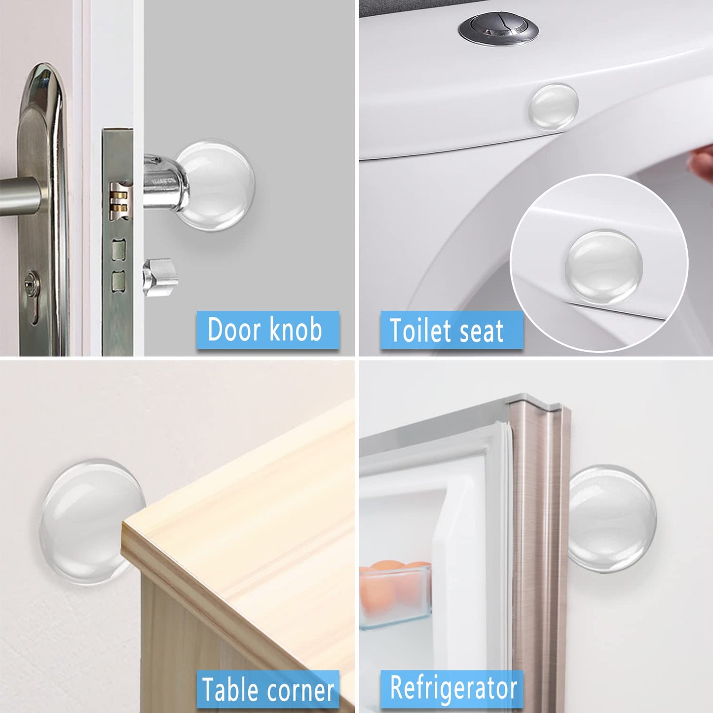 Strongest Wall Door Handle Stopper - 6 PCS Clear Round Rubber Door Knob Wall Shields, Guard Cushion Bumper Protectors for Wall - Stronger Self-Adhesive Silencer (1.57" 6PCS, Clear)