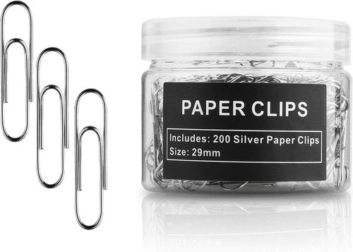 Regine Switzerland Paper Clips - 200 Pack Silver Paperclips for Office, School & DIY Projects