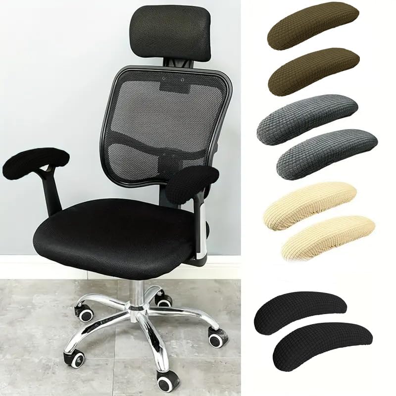 BAIDATONG Office Chair Arm Covers 2Pcs Set (Black, 10-13 to 2-4 inch) Elastic Arm Rest Covers