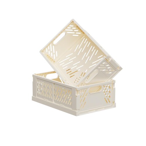 2-Pack Collapsible Plastic Storage Baskets for Organizing, Stackable Storage Bins - Space-Saving for Classroom, Kitchen, Bathroom, Office & Bedroom,Foldable Crates (white,16.89 x 6.46 x 11.54in)