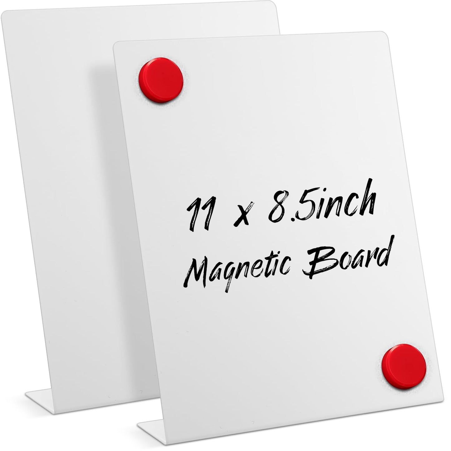 Fainne 2 Pcs Magnetic Bulletin Board with Easel Stand Mini Magnet Metal Tabletop Memo Display Board for Back to School Menu Table Office Supplies (White,11 x 8.5 Inches)
