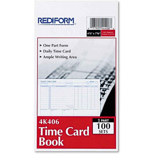 Rediform Time Card Pad, Daily, 2-Sided, Manila, 4.25 x 7 Inches, 100 Cards (4K406), 4 Packs
