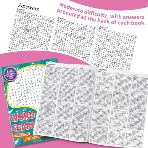 Kalysky 6 Pack Large Print Word Search Puzzle Books - Eye-Friendly, Large Font, 330 Themes for Brain Health