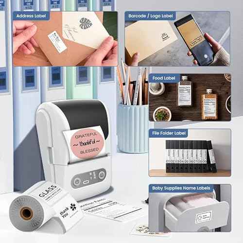 Label Maker with Tape, Label Printer for Business, Sticker Printer- Compatible with 12-57mm Width Labels, Wireless Connectivity, High-Speed Printing, 1200mAh Battery, for Office & Home (Black)