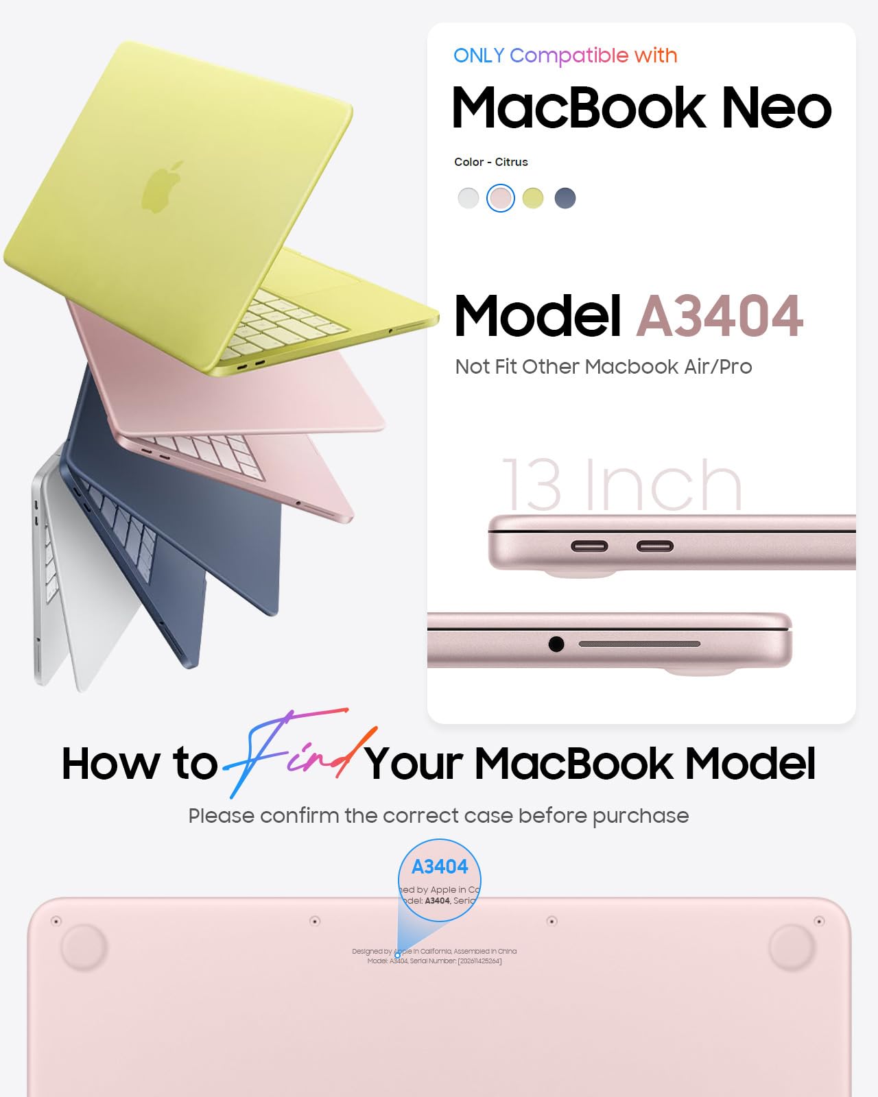 Fintie Case for MacBook Neo 13 Inch A3404 (2026 Release) - Protective Ultra-Thin High Transparency Snap On Hard Shell Cover for MacBook Neo 13" with A18 Pro Chip (Crystal Blush)