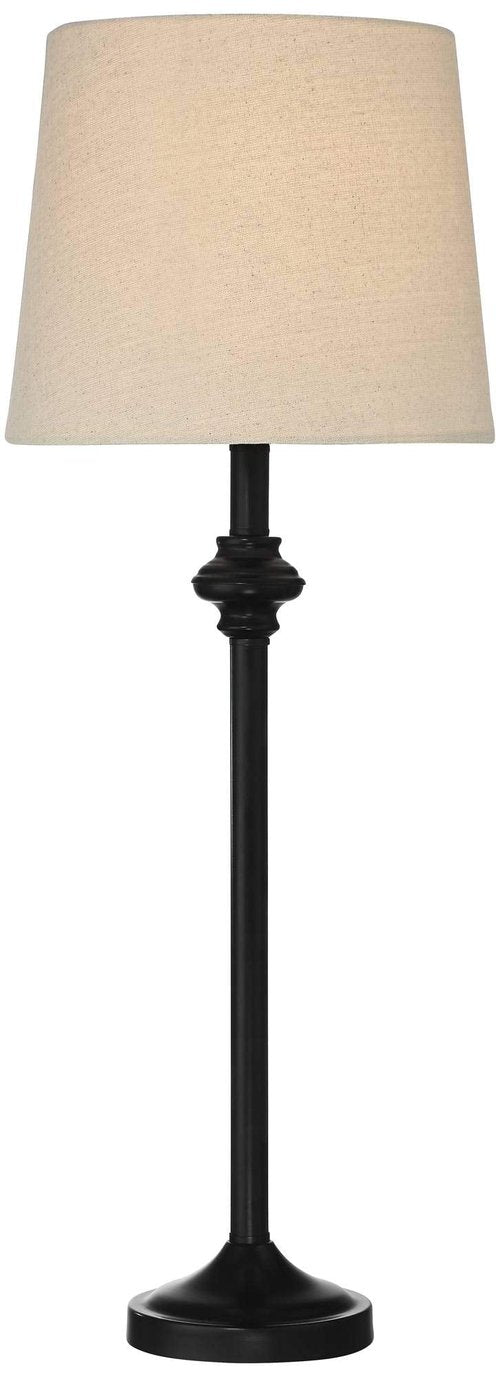 360 Lighting Carter Traditional 3 Piece Table Floor Lamp Set Black Metal Cream Fabric Tapered Drum Shade Decor for Living Room Bedroom House Bedside Nightstand Home Office Reading Family