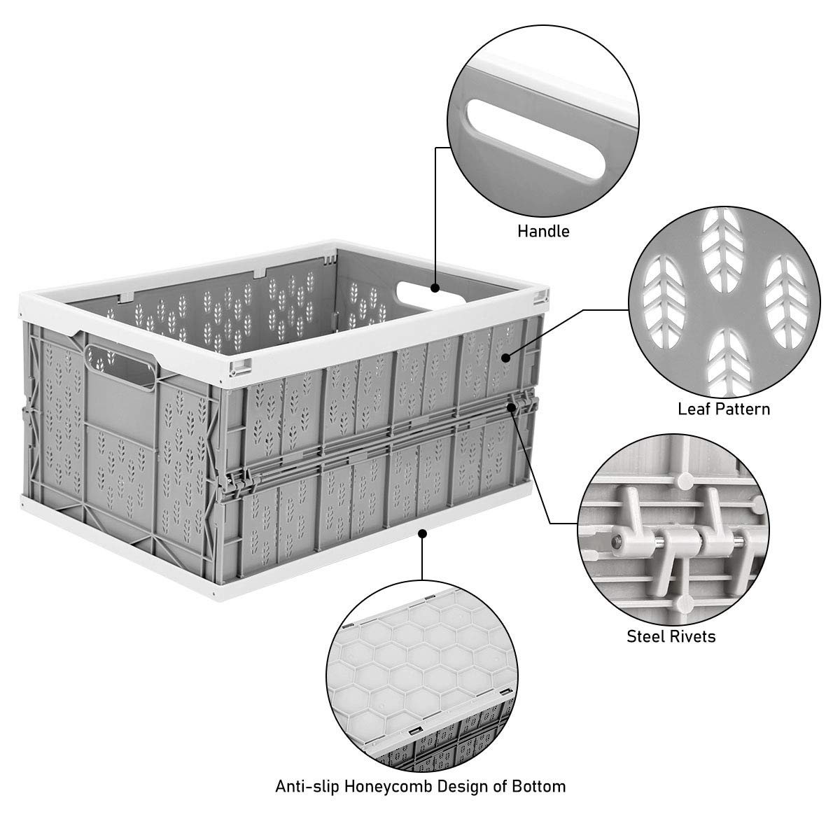 Livememory 2 Pack Foldable Crates, 31 Liters Plastic Milk Crate Storage Bin for Home, Laundry, Clothes(17.76x 12.01 x 9.29 in)
