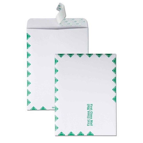 Quality Park 9 x 12 Catalog Mailing Envelopes, First Class Border, Redi-Strip Self Seal Envelope Closure, 28 lb White Wove Paper, 100 per Box (QUA44534)
