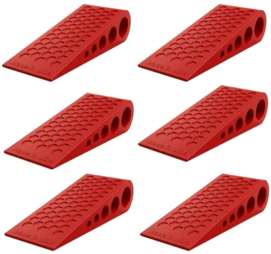 Door Stoppers Red-6 Pack for Bottom of Door Premium Floor Rubber Door Stop Wedge Made in USA Heavy Duty Honeycomb Design for Carpet, Tile, Ideal for Home, School, Commercial