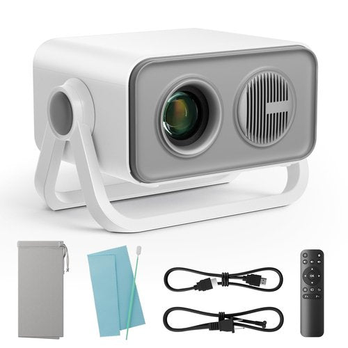 BKZ 2025 upgraded 360°Adjustable Dual Stand AI Auto Keystone Electric Focus Mini Portable Projector with Bluetooth 5.4, 1080P support Outdoor movie Projector compatible with HDMI/USB/Phone (Gray)