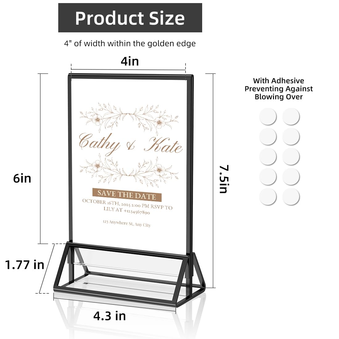 PPH-Sisy Acrylic Sign Holder 5x7 Display Stand, Clear and Stable Table Plastic Paper Holder, Acrylic Frames for Home Office Shop Photo Frames Exhibition Black (6pcs)